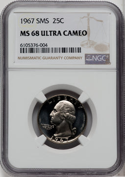1967 25C SMS SMS Washington Quarter NGC MS68