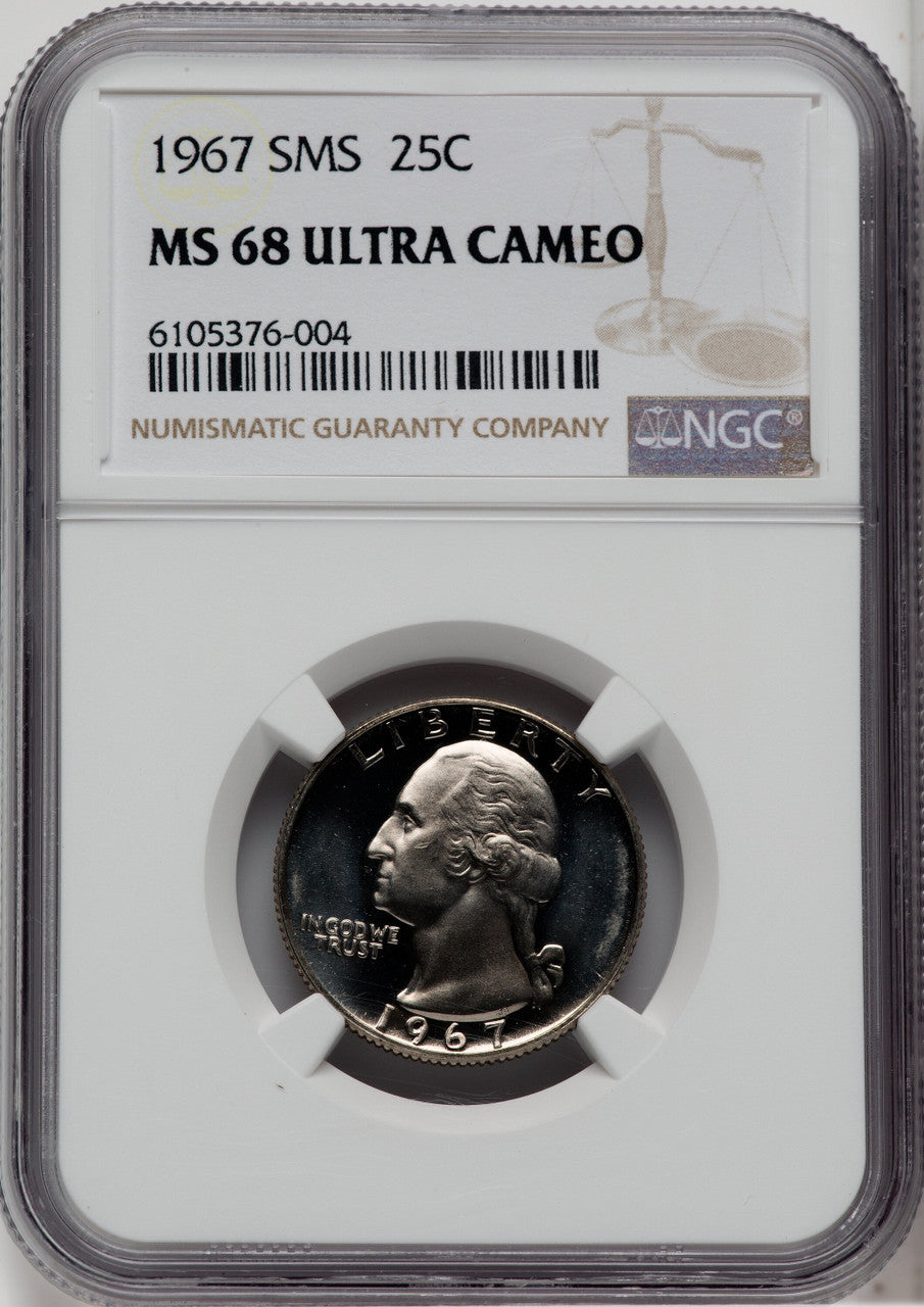 1967 25C SMS SMS Washington Quarter NGC MS68