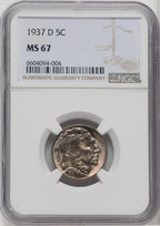 1937-D 5C Buffalo Nickel NGC MS67 (764652011)
