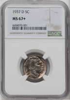 1937-D 5C Buffalo Nickel NGC MS67+