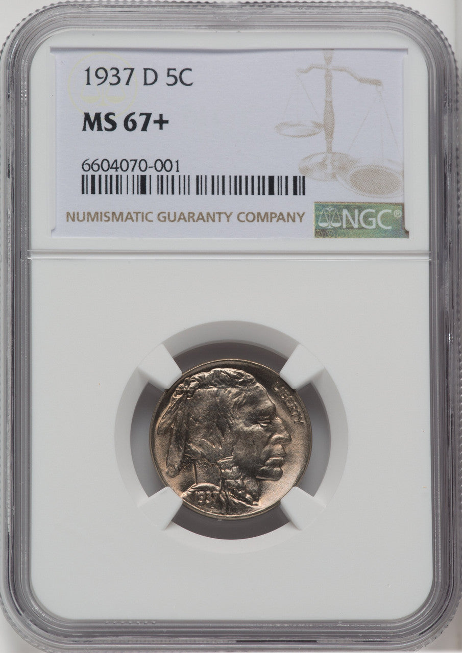 1937-D 5C Buffalo Nickel NGC MS67+