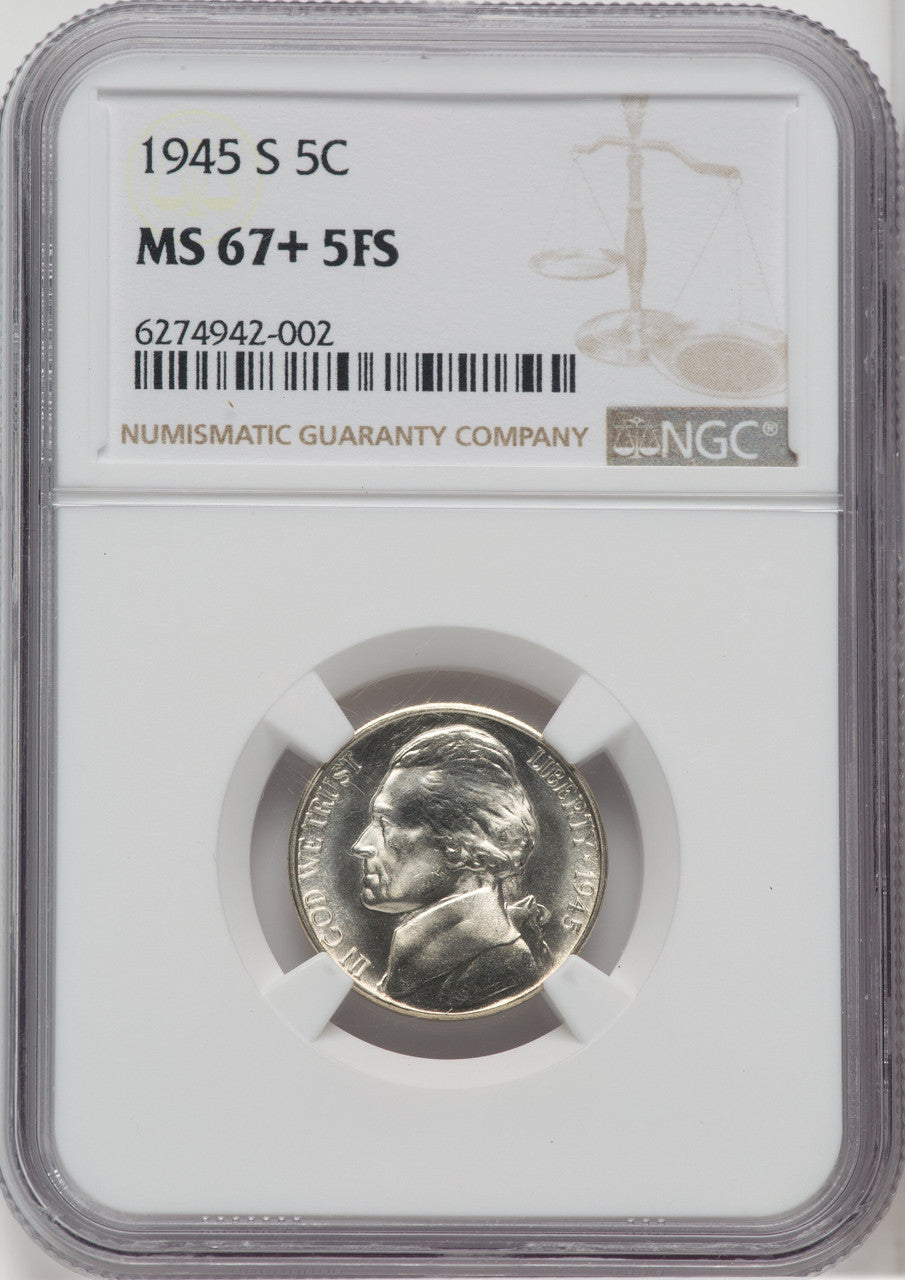 1945-S 5C FS Jefferson Nickel NGC MS67+