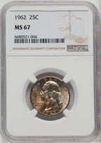 1962 25C Washington Quarter NGC MS67