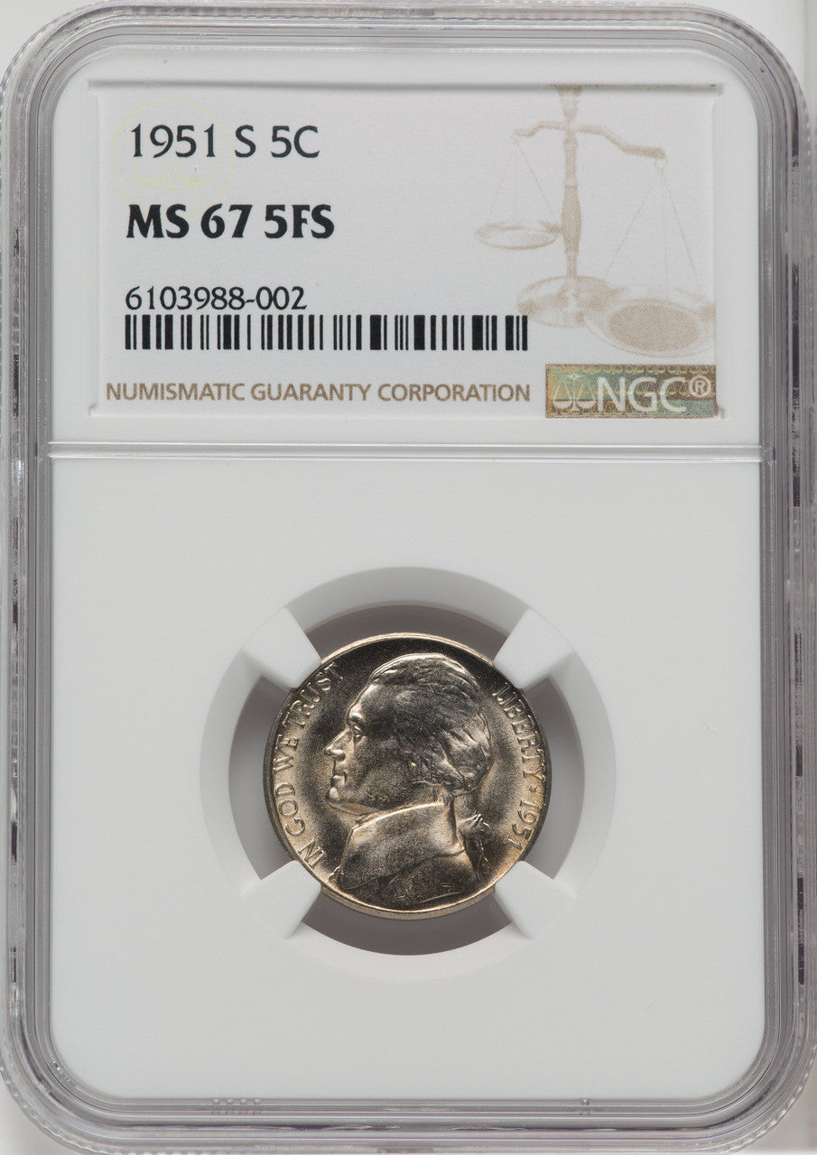 1951-S 5C FS Jefferson Nickel NGC MS67