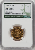 1897-S $5 PL Liberty Half Eagle NGC MS61