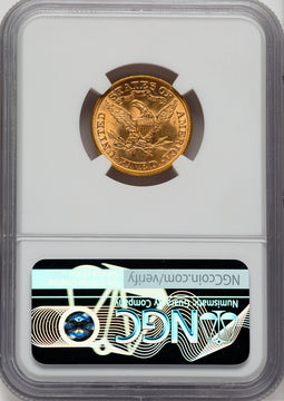 1893 $5 Green Label Liberty Half Eagle NGC MS66