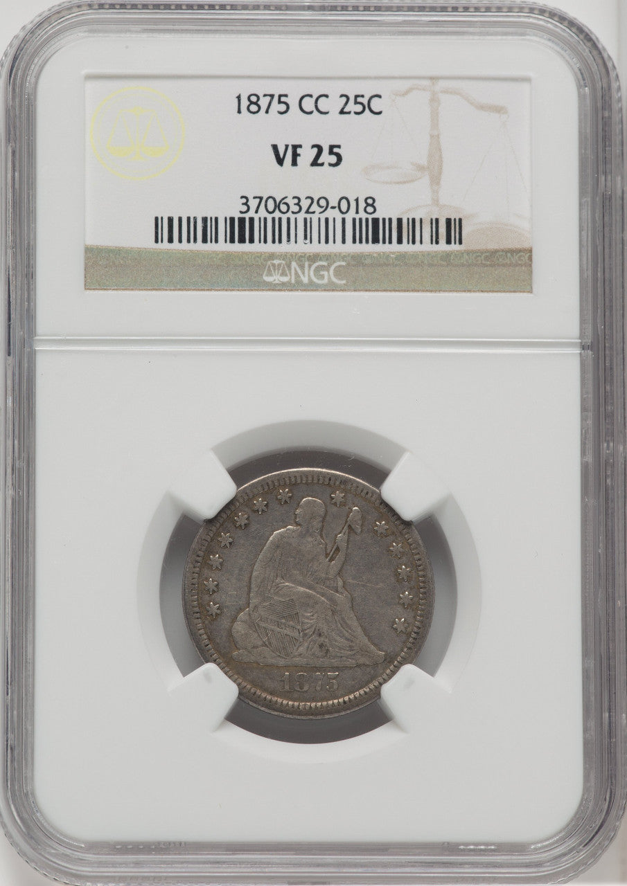 1875-CC 25C Seated Quarter NGC VF25