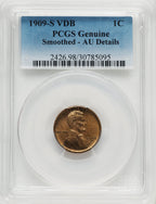 1909-S 1C VDB BN Lincoln Cent Genuine PCGS AU50