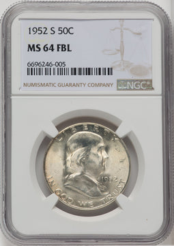 1952-S 50C FL Franklin Half Dollar NGC MS64