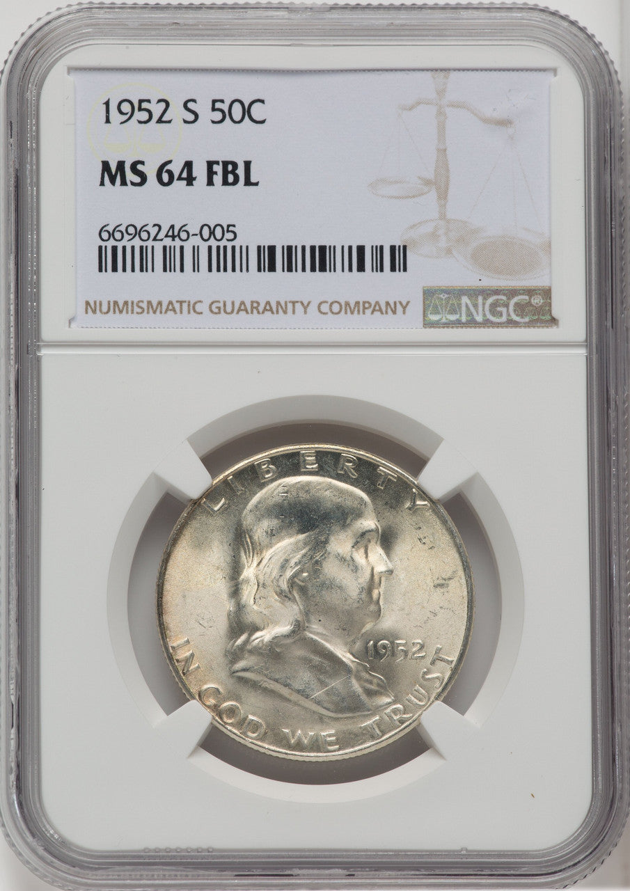 1952-S 50C FL Franklin Half Dollar NGC MS64