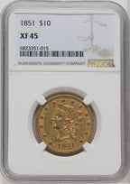 1851 $10 Liberty Eagle NGC XF45