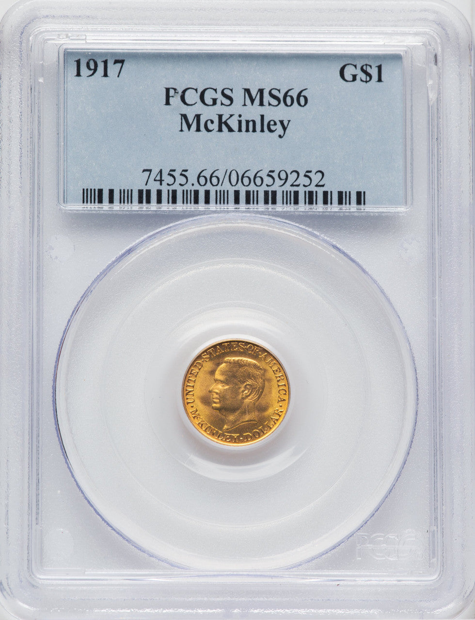 1917 G$1 McKinley Commemorative Gold PCGS MS66
