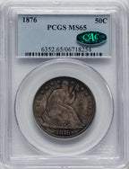 1876 50C CAC Seated Half Dollar PCGS MS65