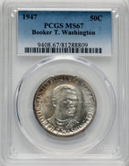 1947 50C Booker T. Washington Commemorative Silver PCGS MS67