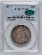 1877 50C CAC Seated Half Dollar PCGS MS65