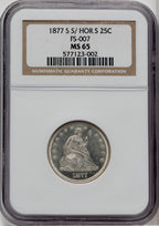 1877-S 25C S Over Horizontal S FS-501 Seated Quarter NGC MS65