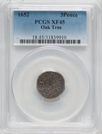 1652 Oak Tree Threepence Colonials PCGS XF45