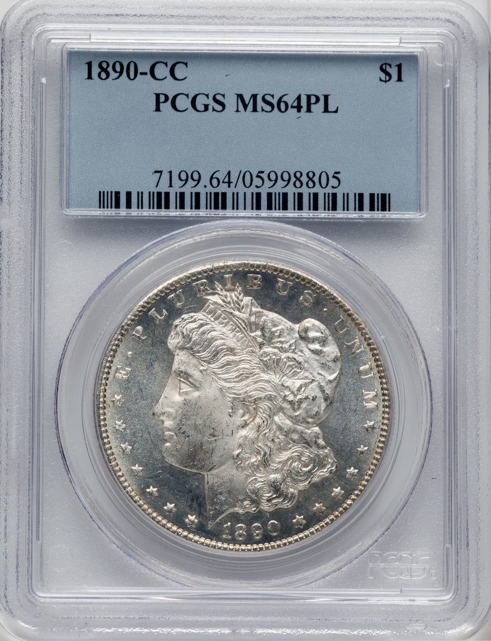 1890-CC $1 PL Morgan Dollar PCGS MS64