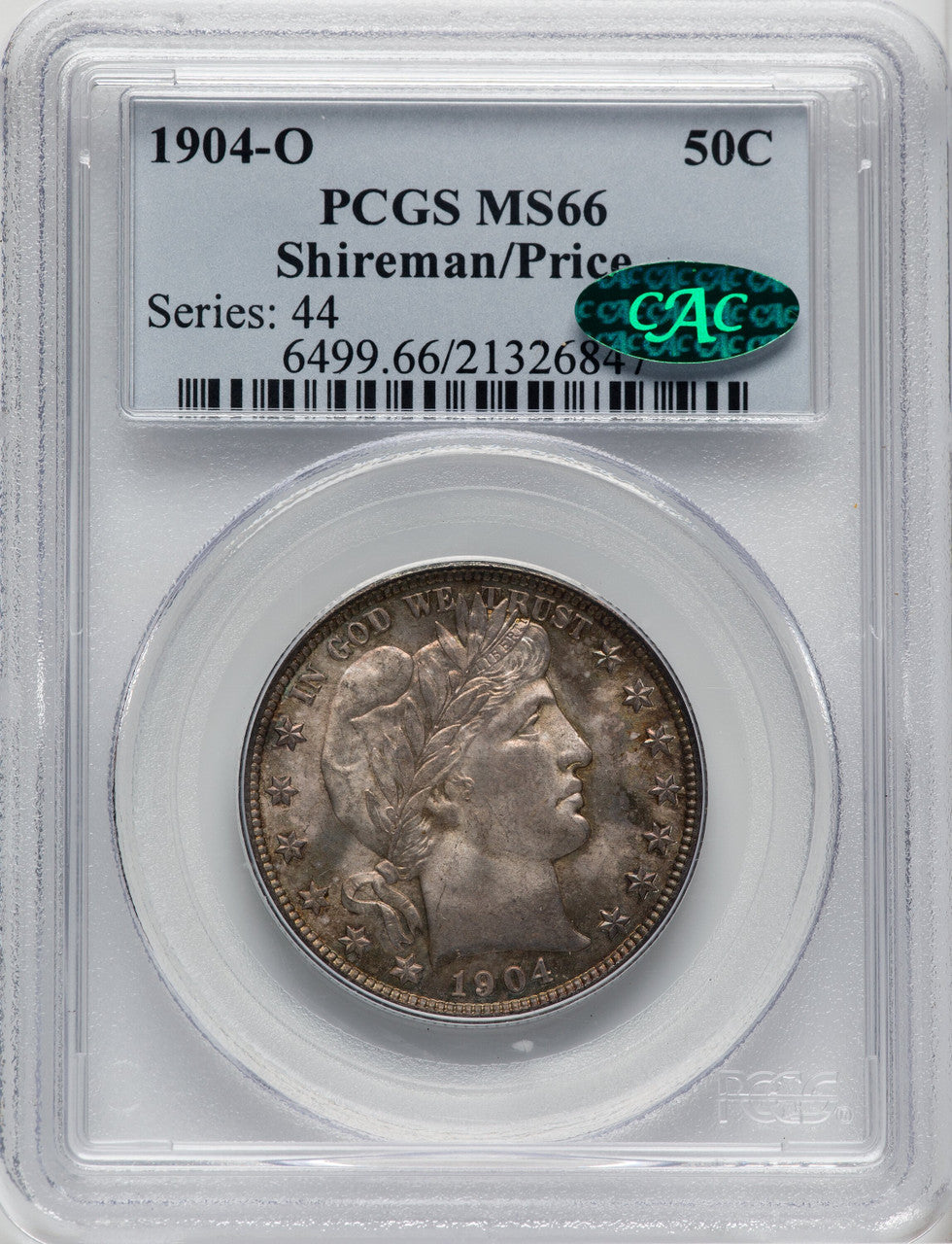 1904-O 50C CAC Barber Half Dollar PCGS MS66