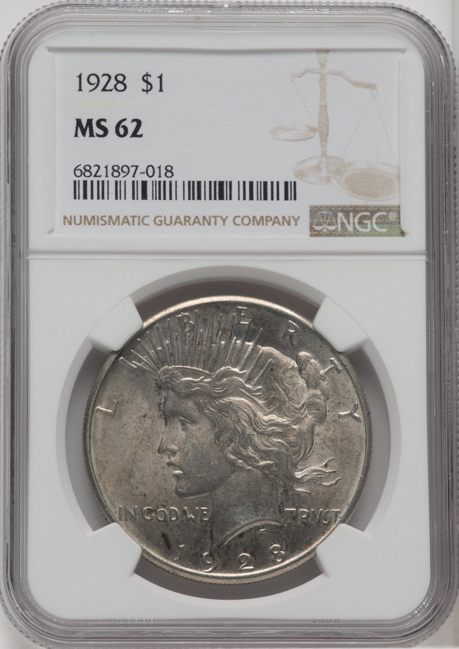 1928 $1 Peace Dollar NGC MS62