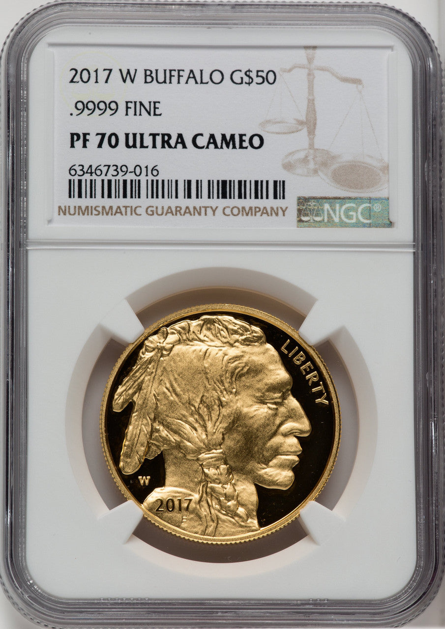 2017-W $50 One-Ounce Gold Buffalo Brown Label NGC PF70