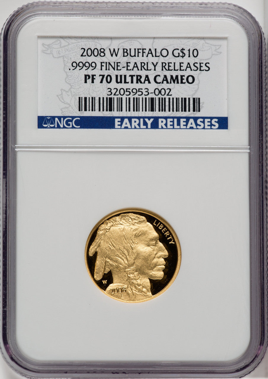 2008-W $10 Buffalo Quarter-Ounce Gold First Strike NGC PF70