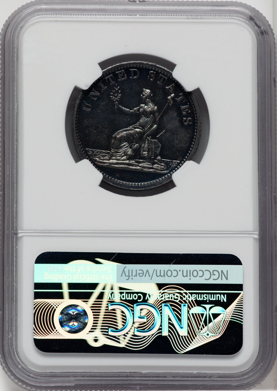 1783 Washington & Independence Cent Draped Bust No Button Silver Restrike Colonials NGC MS63