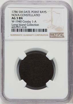1786 Nova Constellatio Copper Pointed Rays BN Colonials NGC AG03