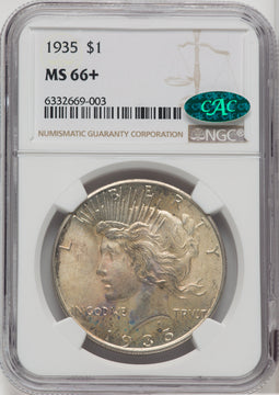 1935 $1 CAC Peace Dollar NGC MS66+