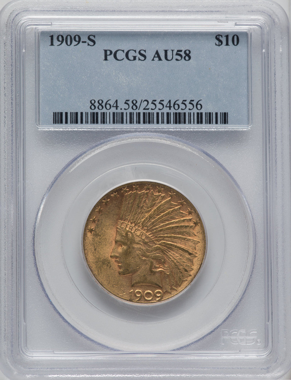 1909-S $10 Indian Eagle PCGS AU58