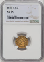 1848 $2.50 Liberty Quarter Eagle NGC AU55