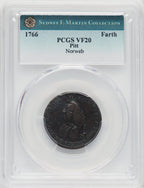 1766 Pitt Farthing BN Colonials PCGS VF20