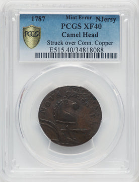 1787 New Jersey Copper Camel Head BN Colonials PCGS XF40