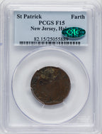 1670-75 St. Patrick Farthing Halo Reverse BN CAC Colonials PCGS 15