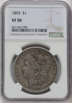 1893 $1 Morgan Dollar NGC VF30