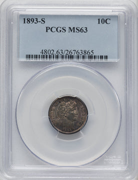 1893-S 10C Barber Dime PCGS MS63