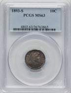 1893-S 10C Barber Dime PCGS MS63