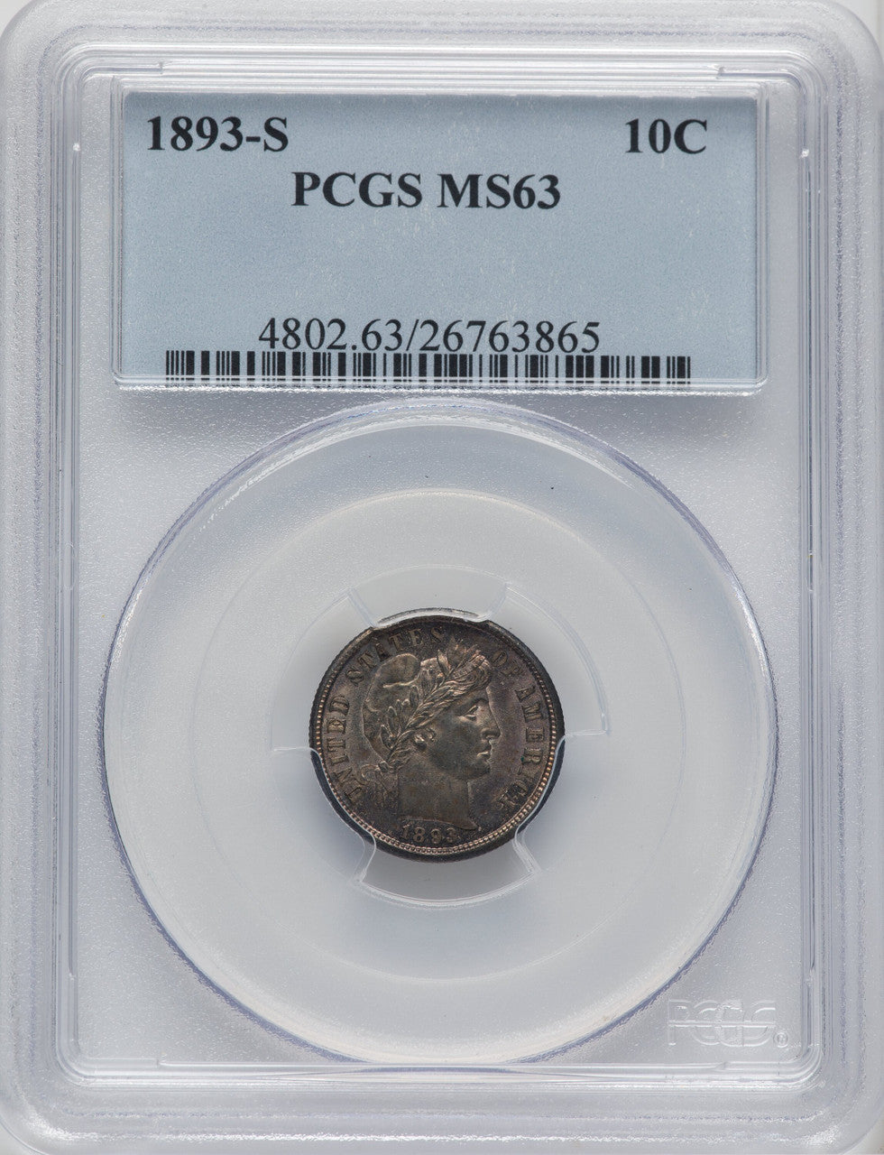 1893-S 10C Barber Dime PCGS MS63