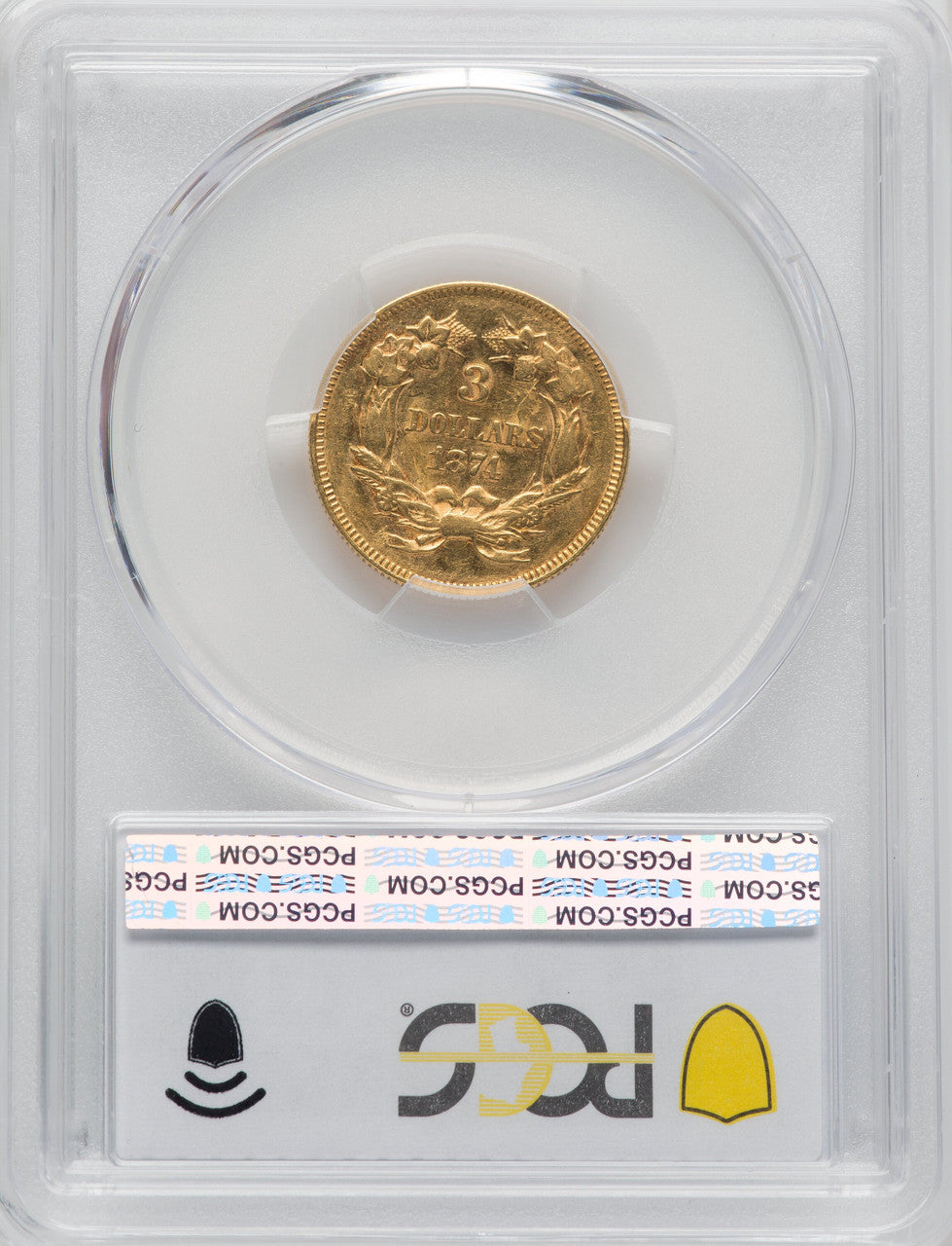 1874 $3 Three Dollar Gold Pieces PCGS AU53