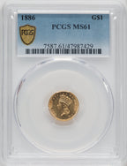1886 G$1 Gold Dollar PCGS MS61