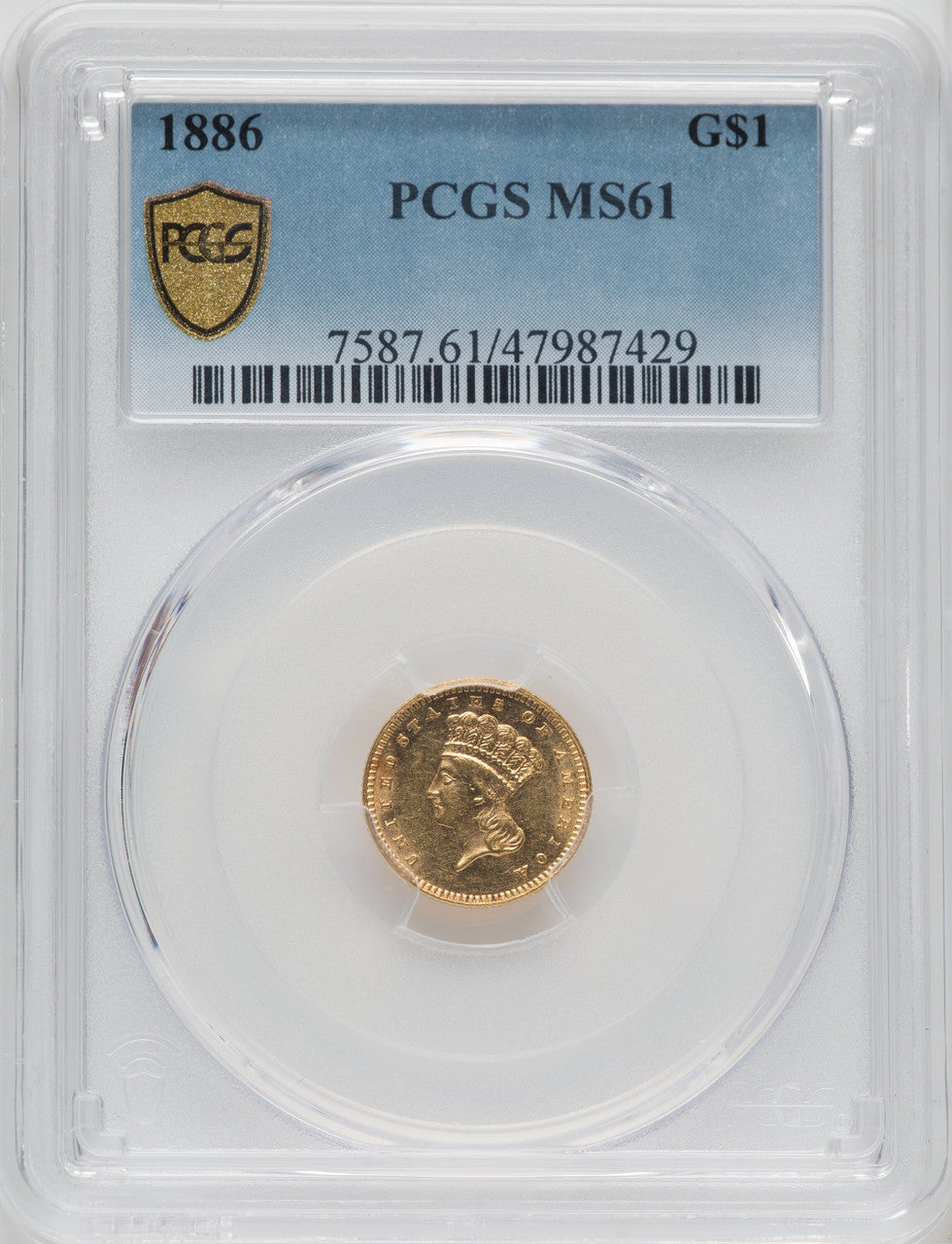 1886 G$1 Gold Dollar PCGS MS61