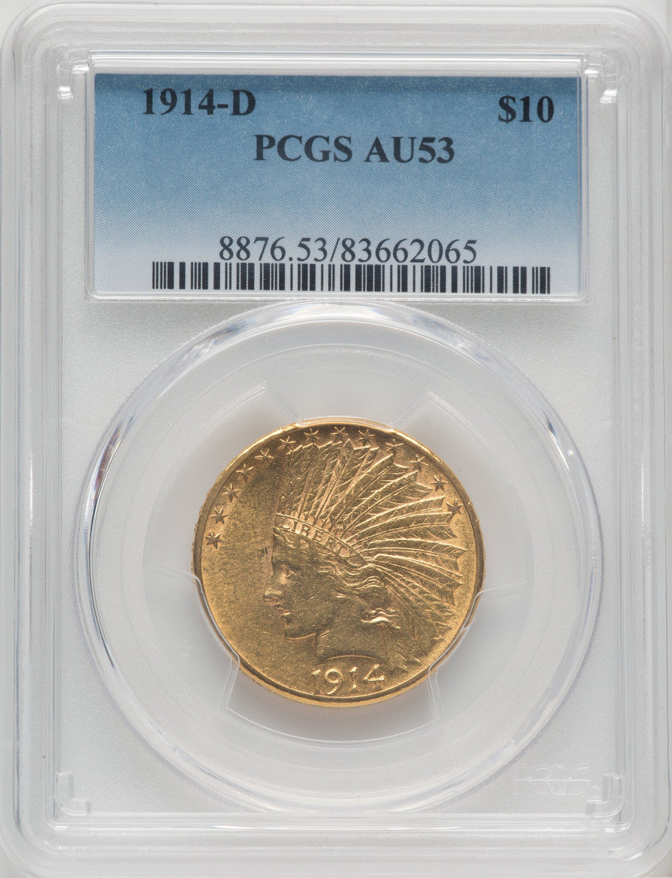 1914-D $10 Indian Eagle PCGS AU53