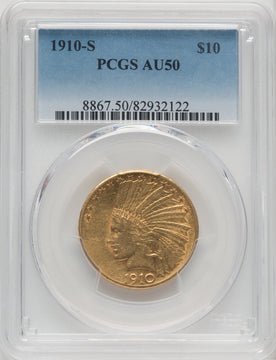 1910-S $10 Indian Eagle PCGS AU50