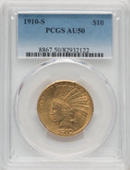 1910-S $10 Indian Eagle PCGS AU50