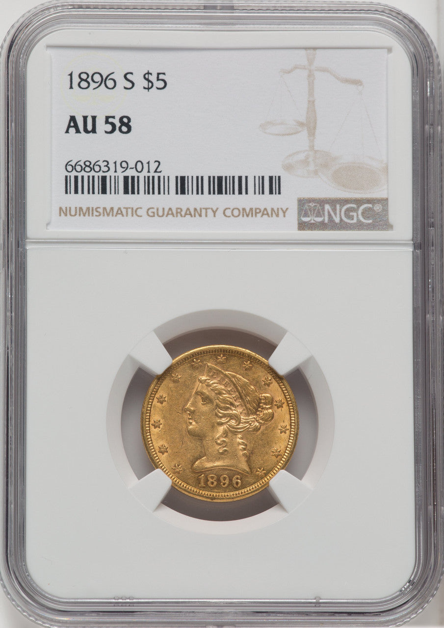 1896-S $5 Liberty Half Eagle NGC AU58