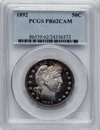 1892 50C CA Proof Barber Half Dollar PCGS PR62