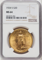 1924-S $20 Saint-Gaudens Double Eagle NGC MS64