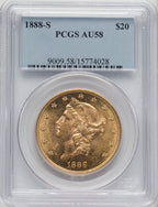 1888-S $20 Liberty Double Eagle PCGS AU58