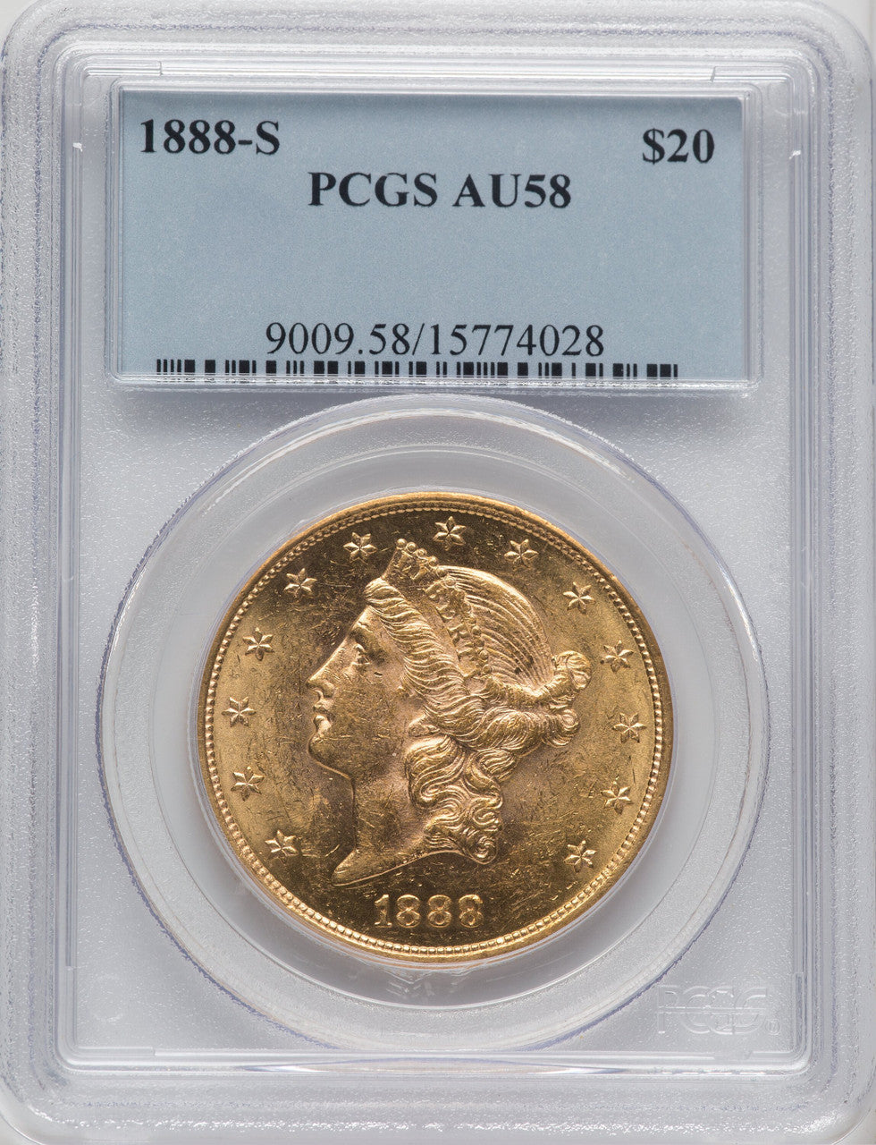 1888-S $20 Liberty Double Eagle PCGS AU58