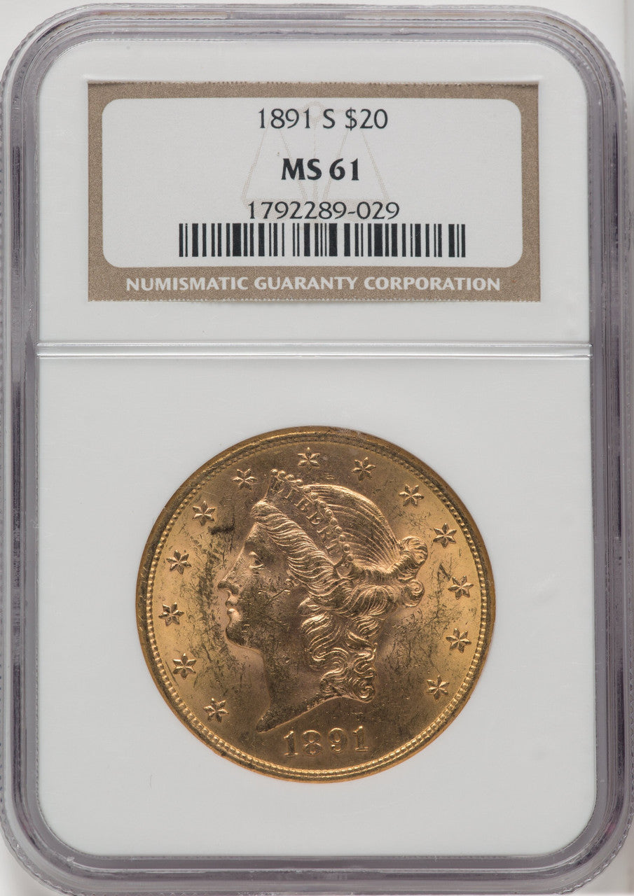 1891-S $20 Liberty Double Eagle NGC MS61